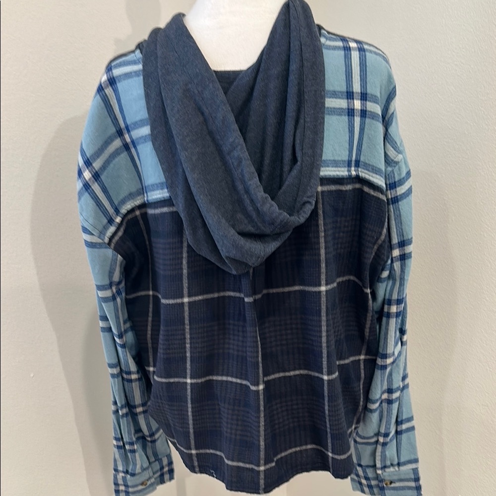 SO Flannel Hoodie Blue - Picture 3 of 10
